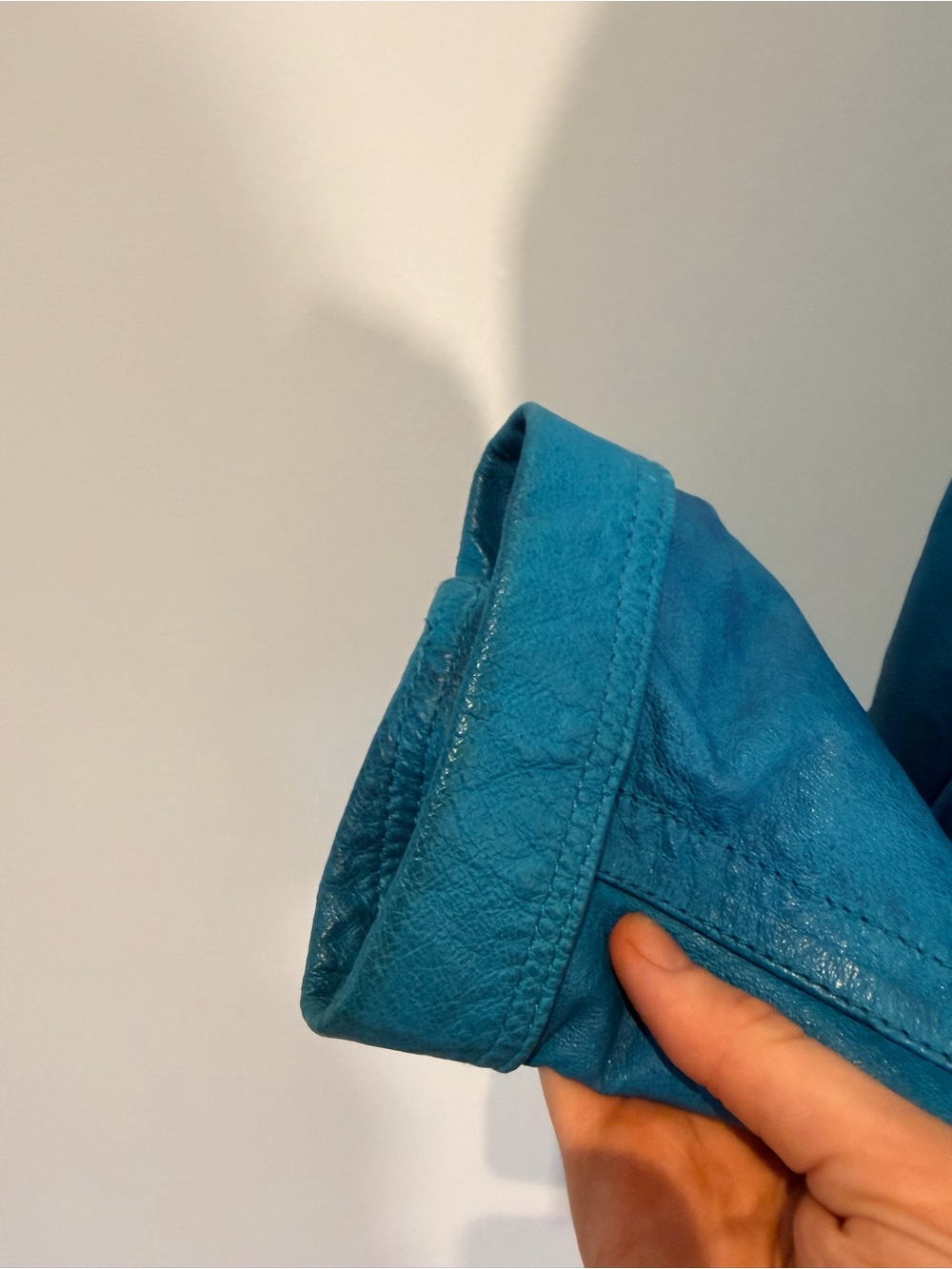 Danier Genuine Leather Turquoise Blue Utility Jacket Size Large - Picture 7 of 16